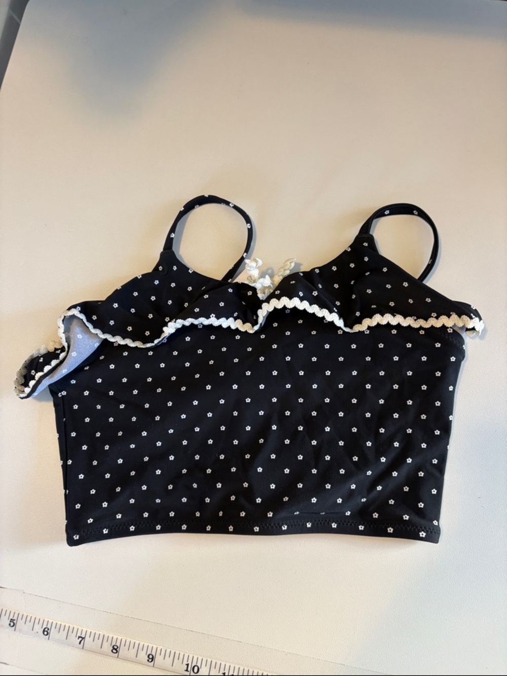 J crew Girls Rickrack swim top size 8 black